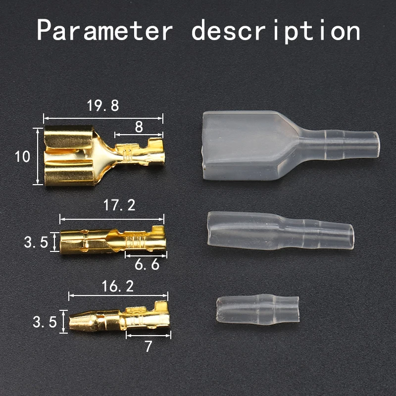 200PCS/120PCS 50 Set 3.5mm Male Female Motorcycle Bullet Connector Socket Classic TerminalS For Cable Wire of 1.0 mm to 2.5 mm