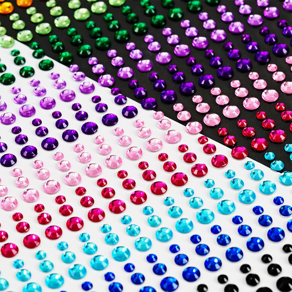 162/216/900pcs Eye&Face&Body Diamond Tattoos Stickers 3/4/5/6mm Colored Glitter Rhinestone Tattoo for Party Makeup Gem Accessory