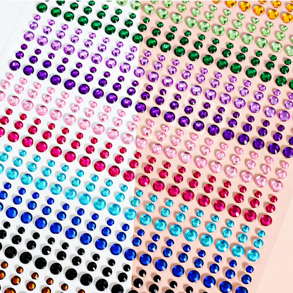 162/216/900pcs Eye&Face&Body Diamond Tattoos Stickers 3/4/5/6mm Colored Glitter Rhinestone Tattoo for Party Makeup Gem Accessory