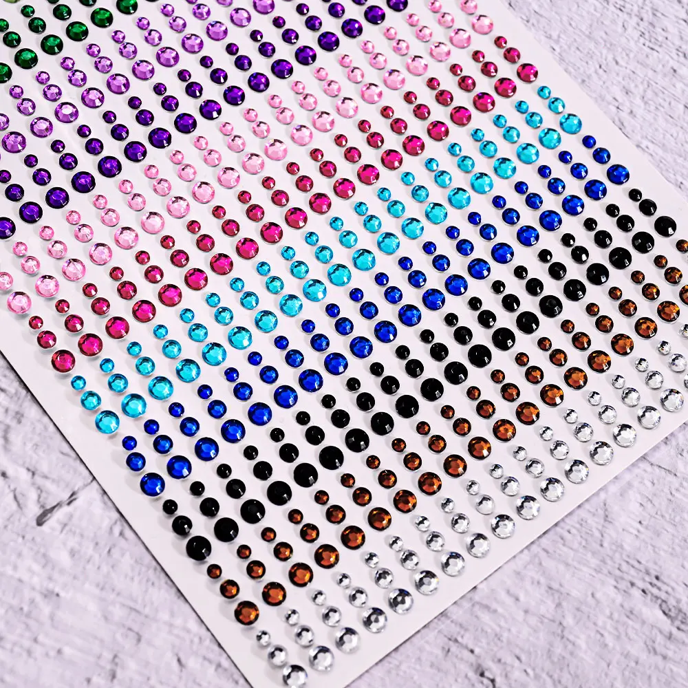 162/216/900pcs Eye&Face&Body Diamond Tattoos Stickers 3/4/5/6mm Colored Glitter Rhinestone Tattoo for Party Makeup Gem Accessory