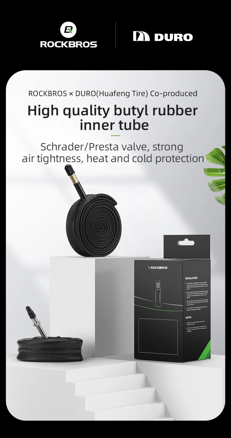 ROCKBROS Bicycle Inner Tube 700C Road Bike Tube 700*23C 25C 28C 35C Schrader Presta Valve Butyl Rubber Cycling Inner Tube