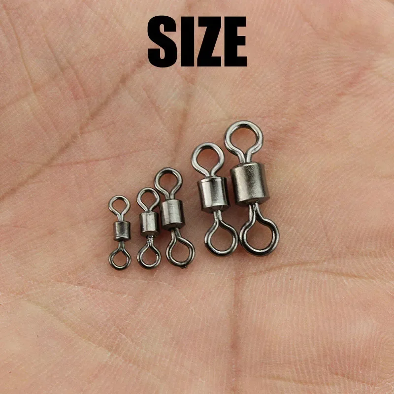 Fishing Swivels Kit Ball Bearing Rolling Swivel Fishing Tackle Saltwater Freshwater Fishing Line Connectors for Carp 200-500Pcs