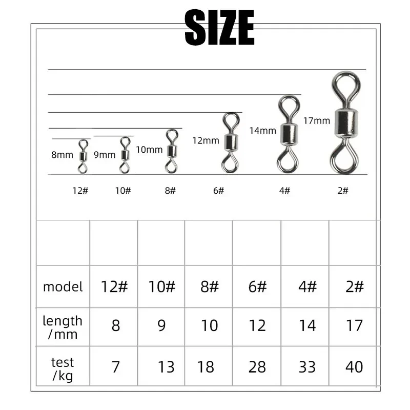 Fishing Swivels Kit Ball Bearing Rolling Swivel Fishing Tackle Saltwater Freshwater Fishing Line Connectors for Carp 200-500Pcs