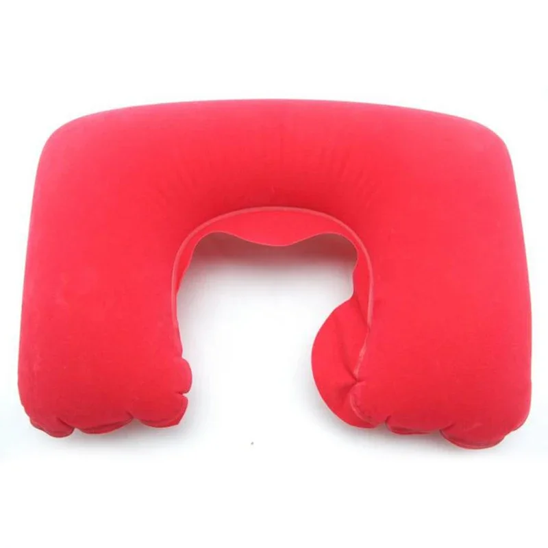 1-4Pcs Travel Pillow Car Air Flight Office Inflatable Neck Pillow Short Plush Cover PVC Support Headrest Soft Nursing Cushion
