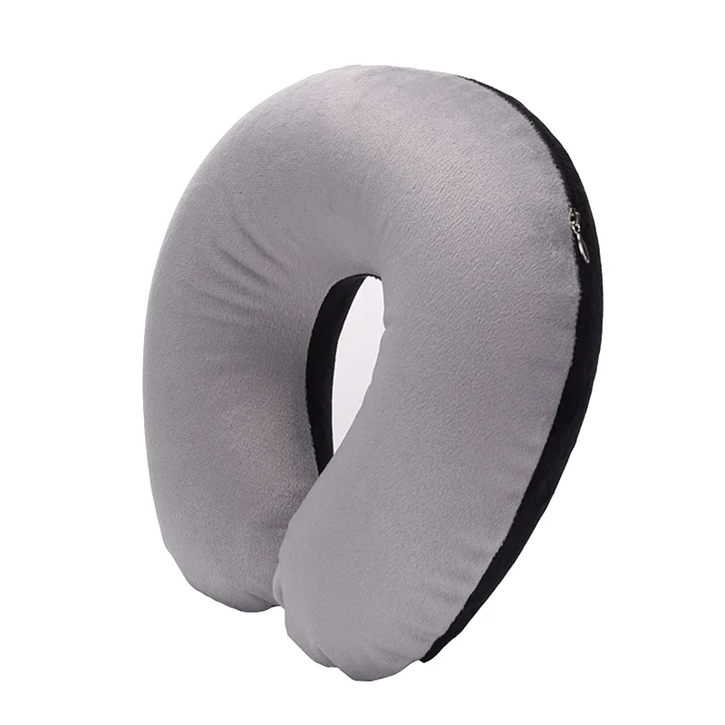 1-4Pcs Travel Pillow Car Air Flight Office Inflatable Neck Pillow Short Plush Cover PVC Support Headrest Soft Nursing Cushion