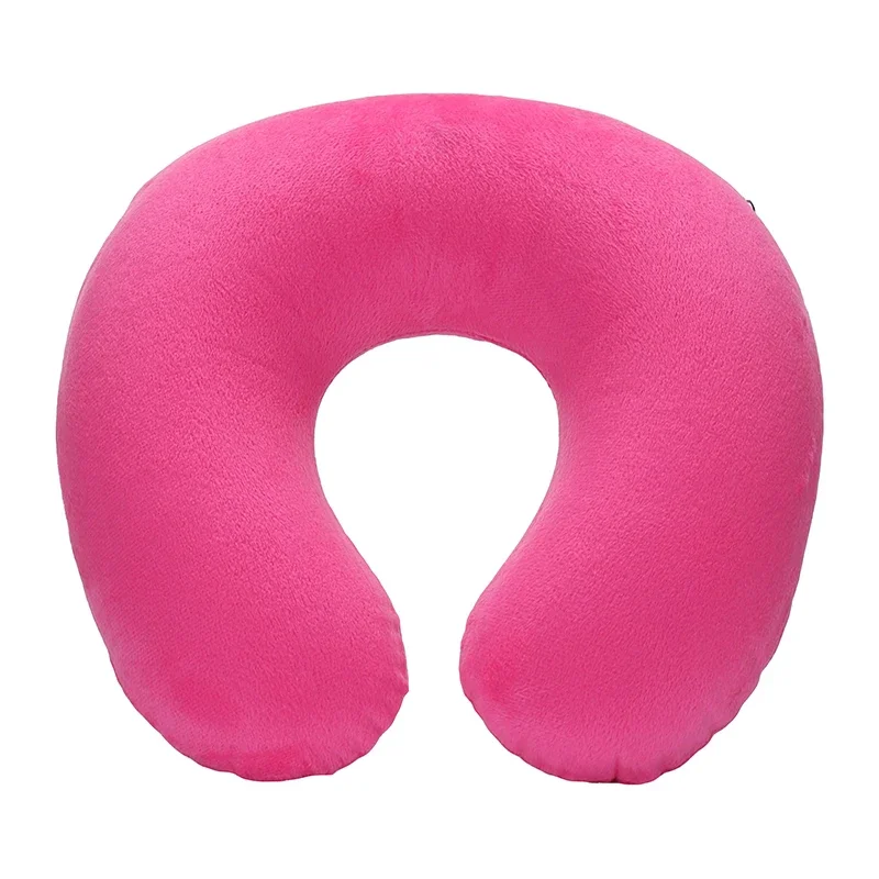 1-4Pcs Travel Pillow Car Air Flight Office Inflatable Neck Pillow Short Plush Cover PVC Support Headrest Soft Nursing Cushion