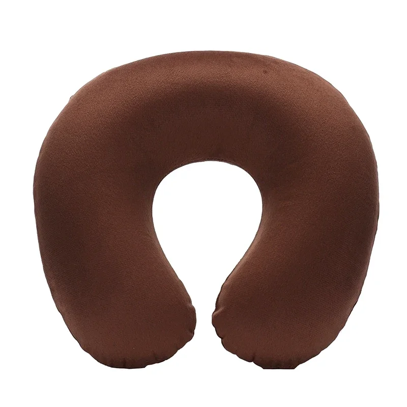 1-4Pcs Travel Pillow Car Air Flight Office Inflatable Neck Pillow Short Plush Cover PVC Support Headrest Soft Nursing Cushion