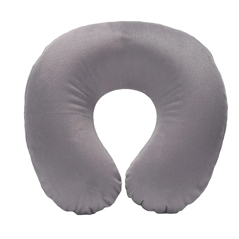 1-4Pcs Travel Pillow Car Air Flight Office Inflatable Neck Pillow Short Plush Cover PVC Support Headrest Soft Nursing Cushion