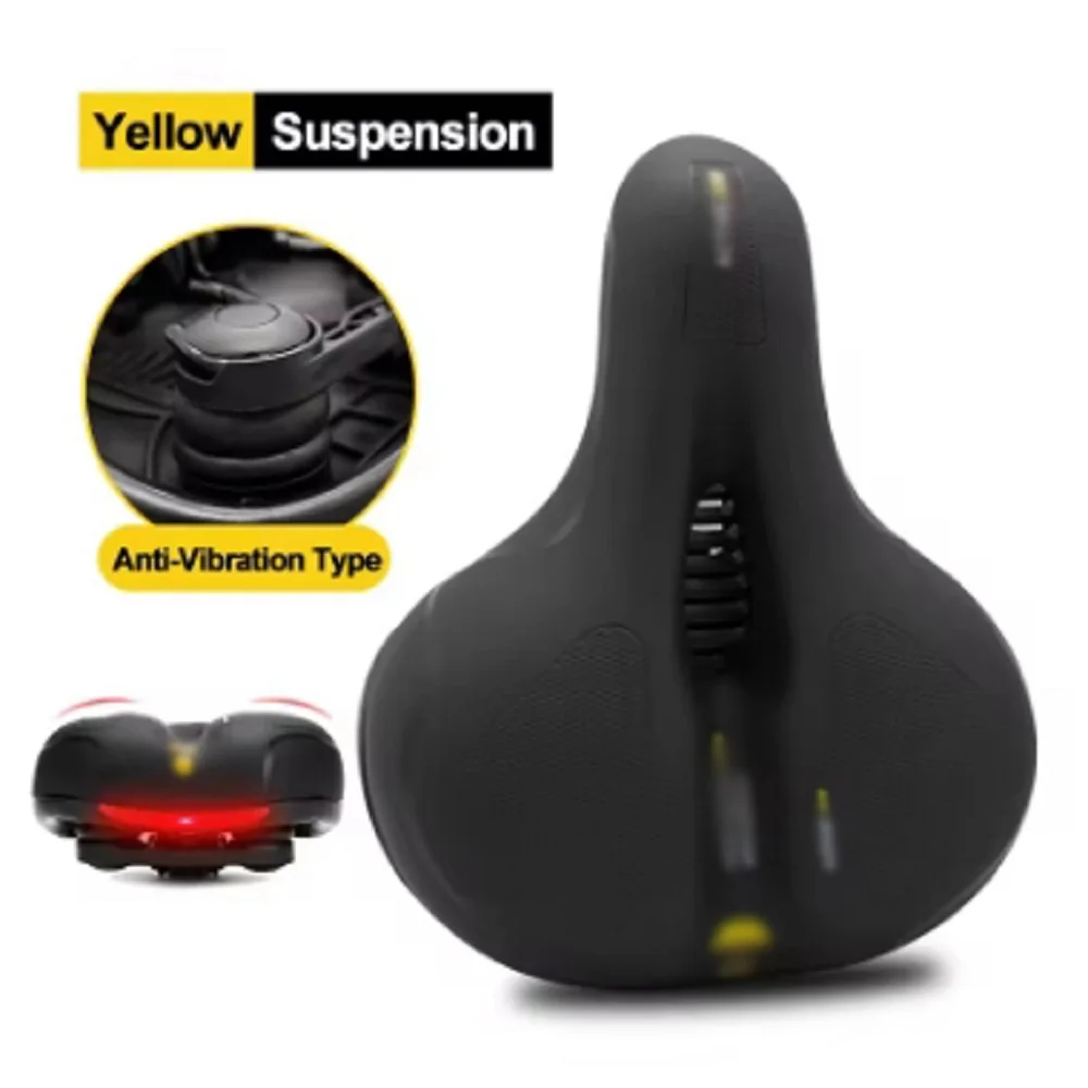 Reflective Shock Absorbing Hollow Bike Saddle MTB Bicycle Seat Breathable Rainproof Cycling Road Mountain Cycling Accessory