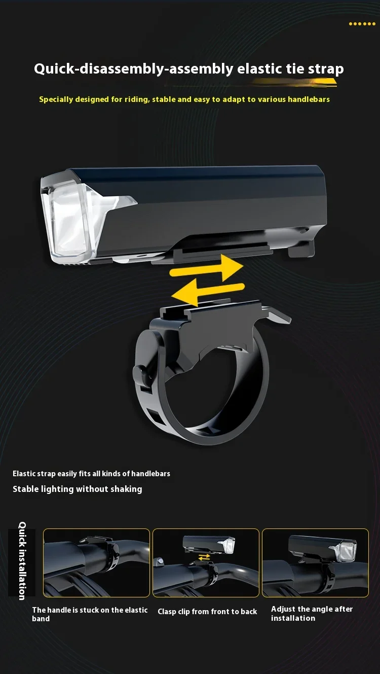 Bicycle Light Portable Bike Light IPX6 Flashlight Aluminum Front Lamp Type-C Charging MTB Road Cycling Highlight