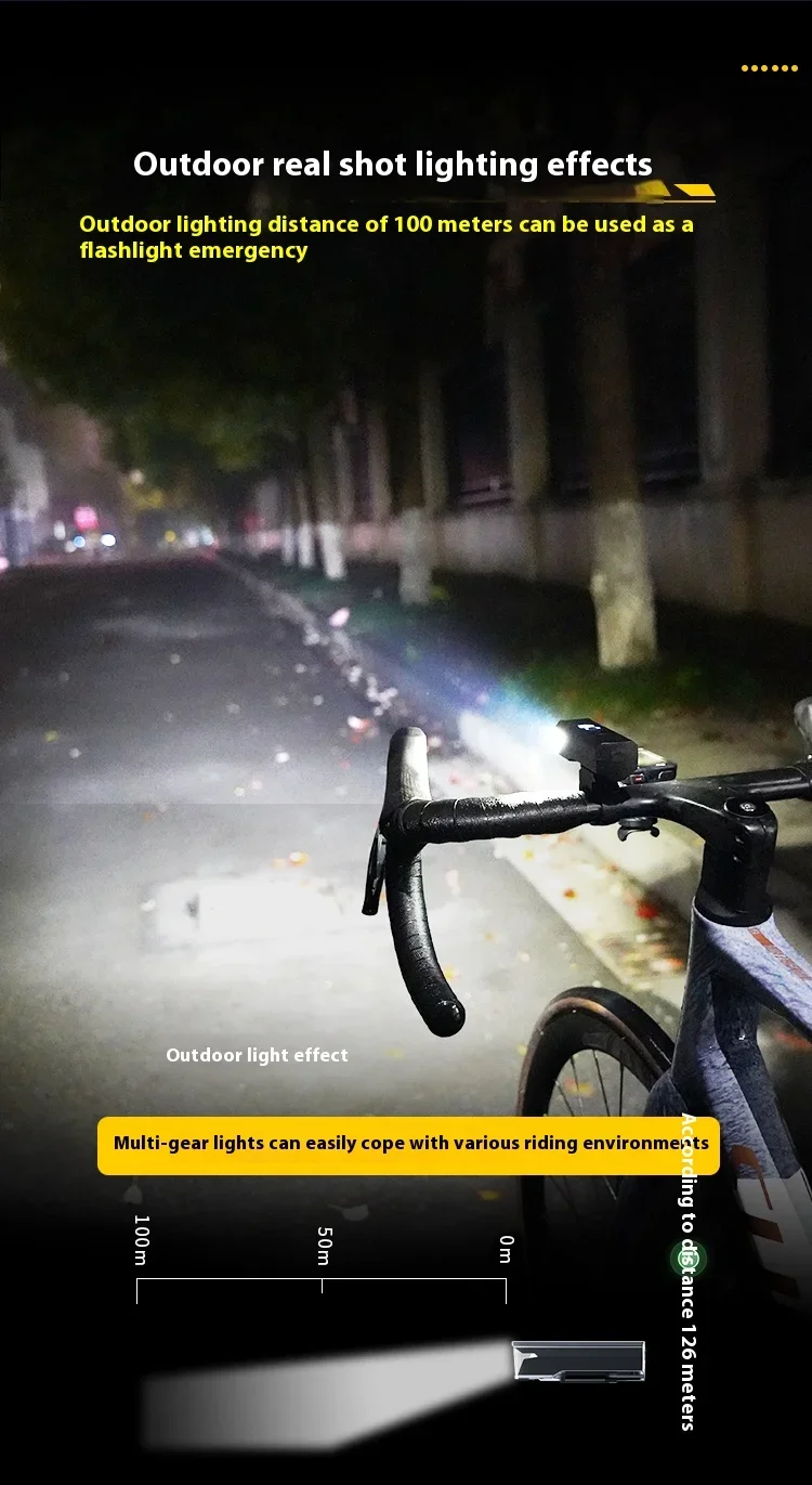 Bicycle Light Portable Bike Light IPX6 Flashlight Aluminum Front Lamp Type-C Charging MTB Road Cycling Highlight