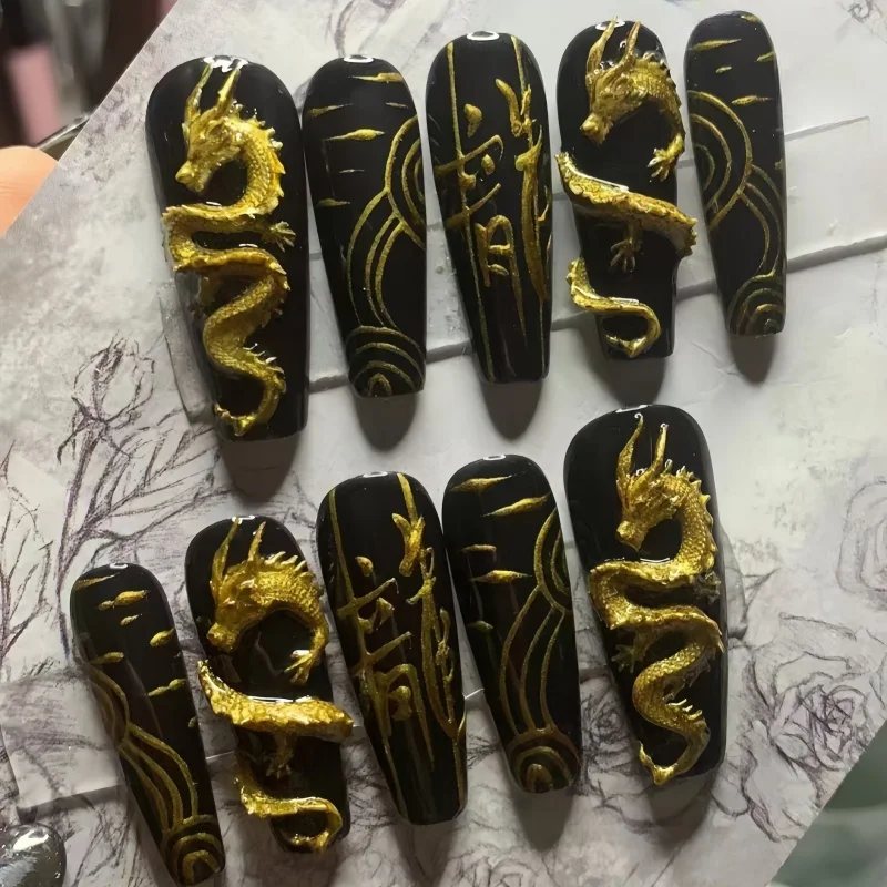 1Pc Nail Silicone Dragon Mold 3D Embossed Stencils Exquisite Art Decorations Nail Mold Template