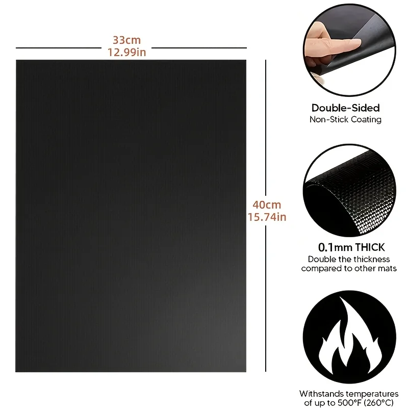 BBQ Grill Mat Non-stick Reusable Heat Resistant Extra Thick Pad Oven Liners Baking Mats Easy Clean Kitchen Outdoor Barbecue Tool
