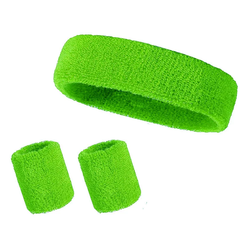 New Hot Athletic Sweatband Hairband Headband Wristband Set in 3-Pack Cotton Head Sweat Bands for Running, Cycling, Yoga, Spa