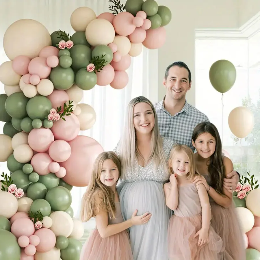 111pcs Avocado Green Sand White Pink Latex Balloons Garland Arch Kit for Birthday Wedding Baby shower Party Home Decor Supplies