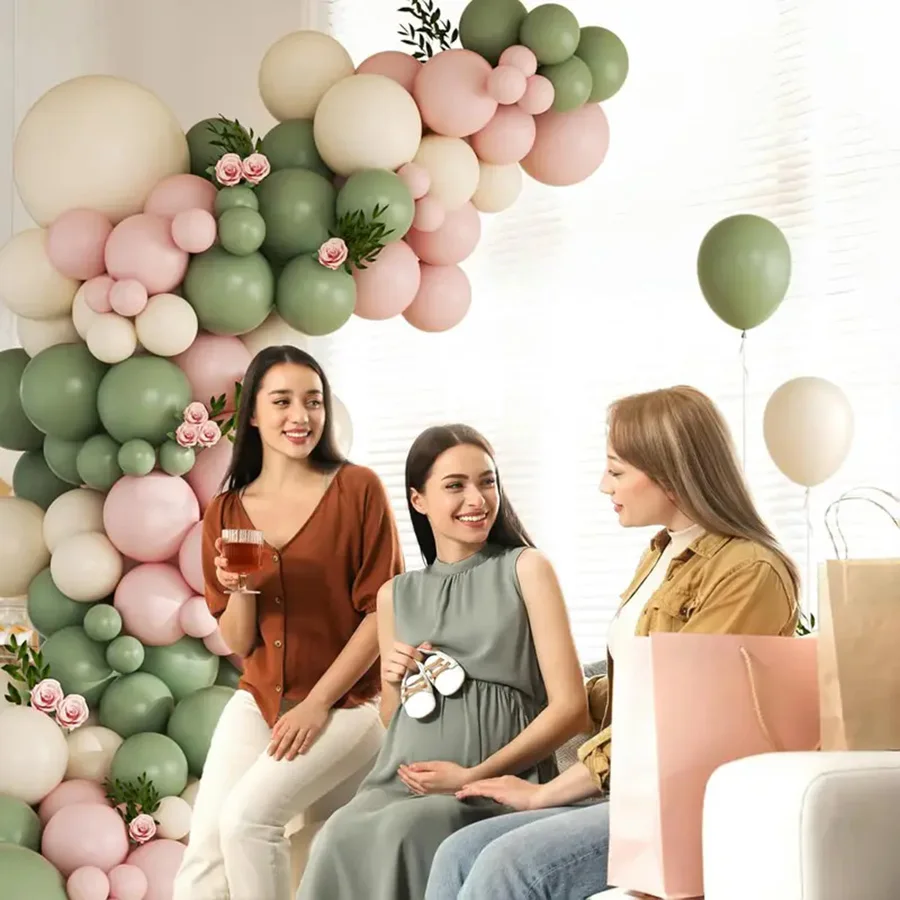 111pcs Avocado Green Sand White Pink Latex Balloons Garland Arch Kit for Birthday Wedding Baby shower Party Home Decor Supplies