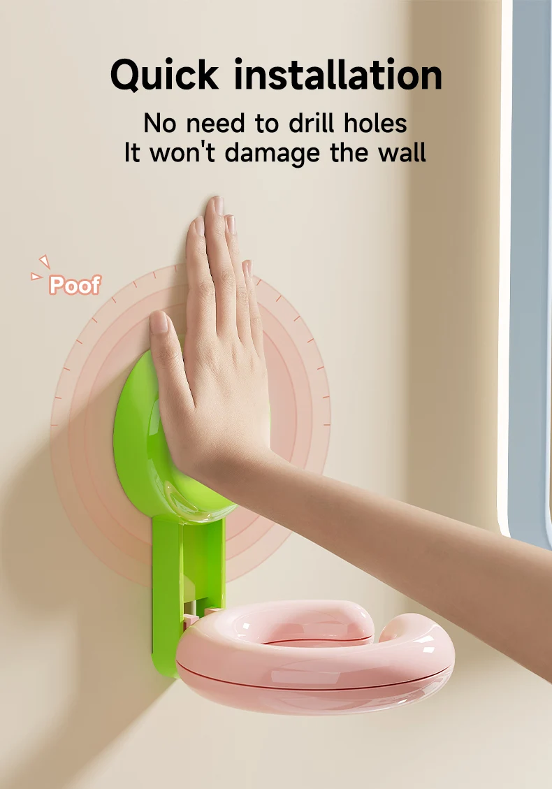 UFORU Wall-mounted Hair Dryer Shelf Household Bathroom Punch-free Portable Sucker Dopamine Organizer