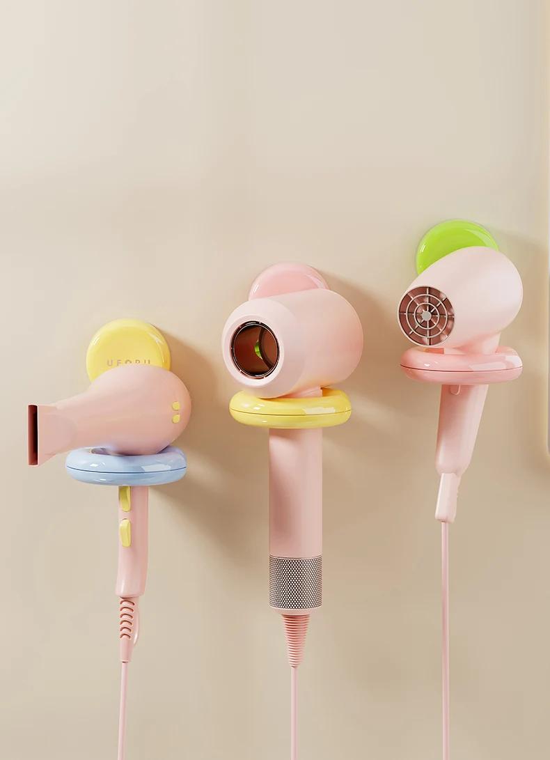 UFORU Wall-mounted Hair Dryer Shelf Household Bathroom Punch-free Portable Sucker Dopamine Organizer