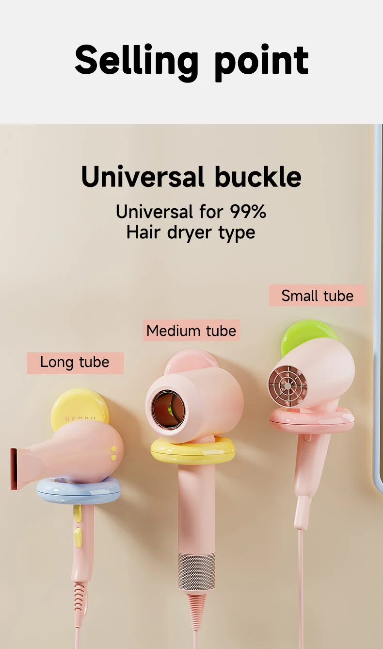 UFORU Wall-mounted Hair Dryer Shelf Household Bathroom Punch-free Portable Sucker Dopamine Organizer