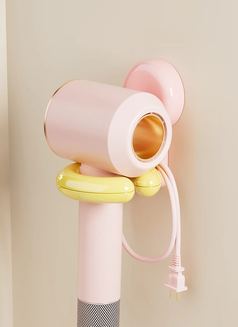 UFORU Wall-mounted Hair Dryer Shelf Household Bathroom Punch-free Portable Sucker Dopamine Organizer