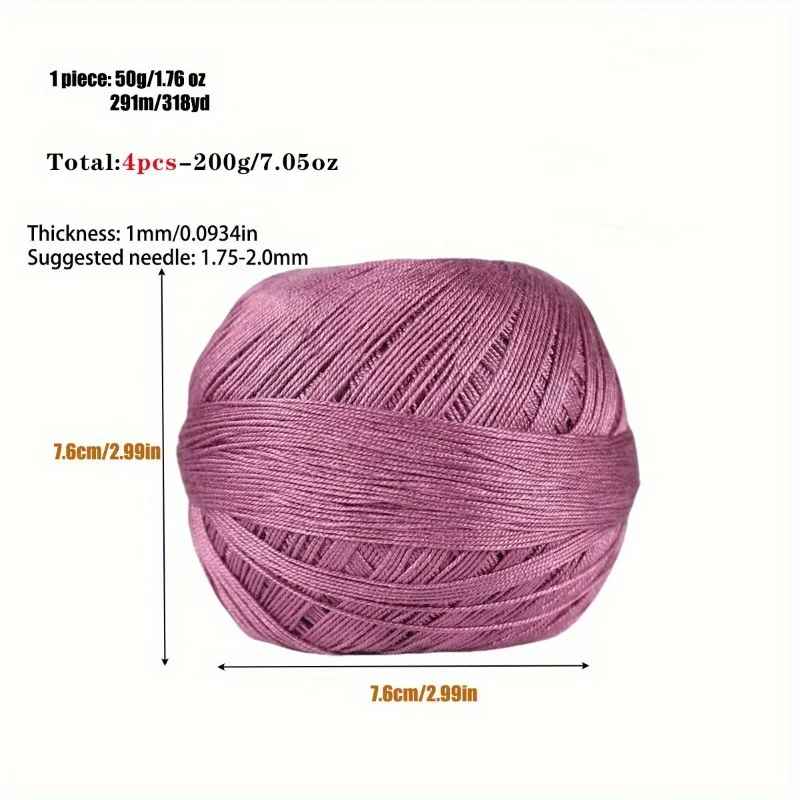 1PC Premium Mercerized Silk Lace Yarn Bundle-Soft, Durable, Vibrant Colors for DIY Knit & Crochet Soft and Suitable for Summer