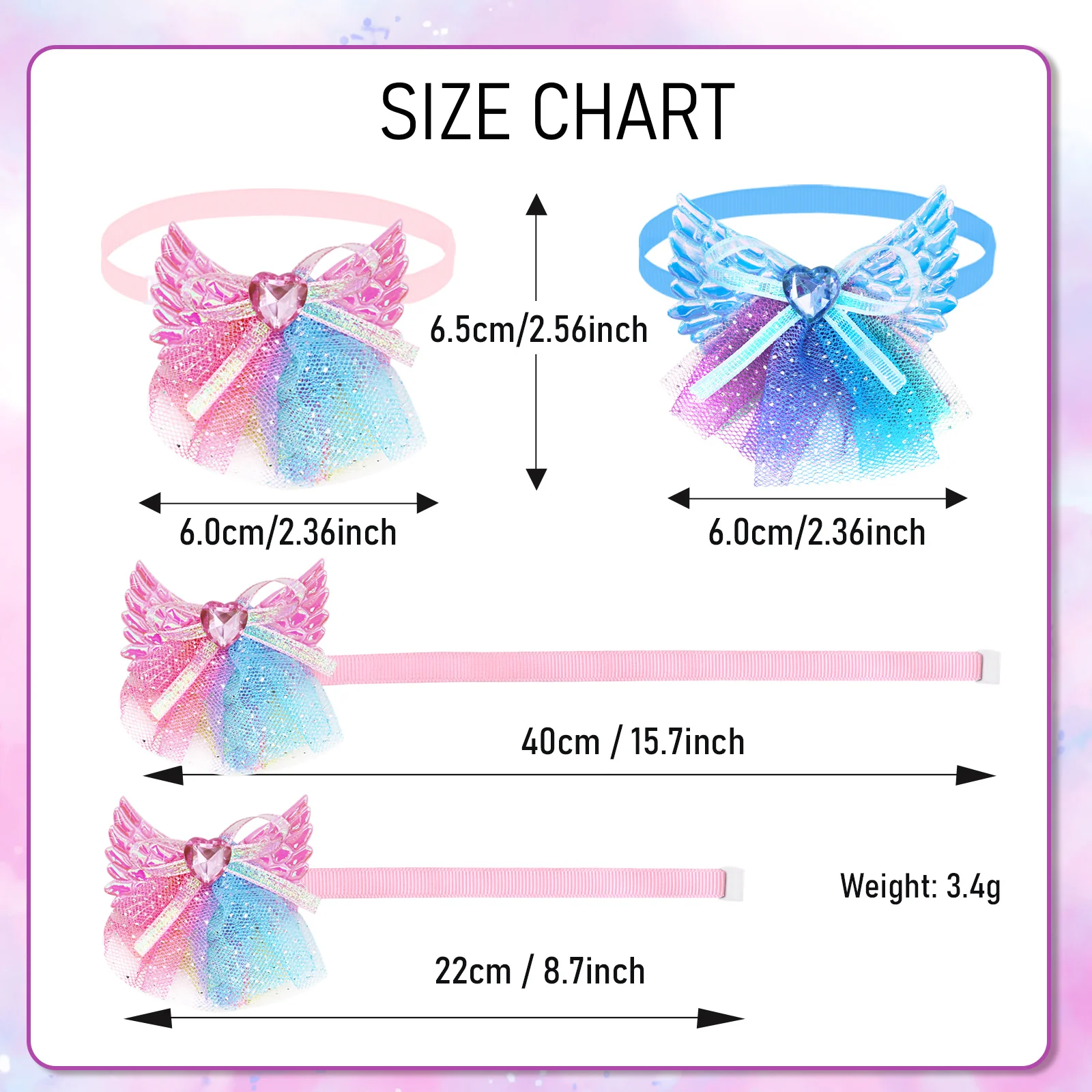 10PCS Mixed Colors Dog Bow Ties Collars Adjustable Angel Wings Pet Dog Bowties Fashion Pet Grooming Accessories For Dogs