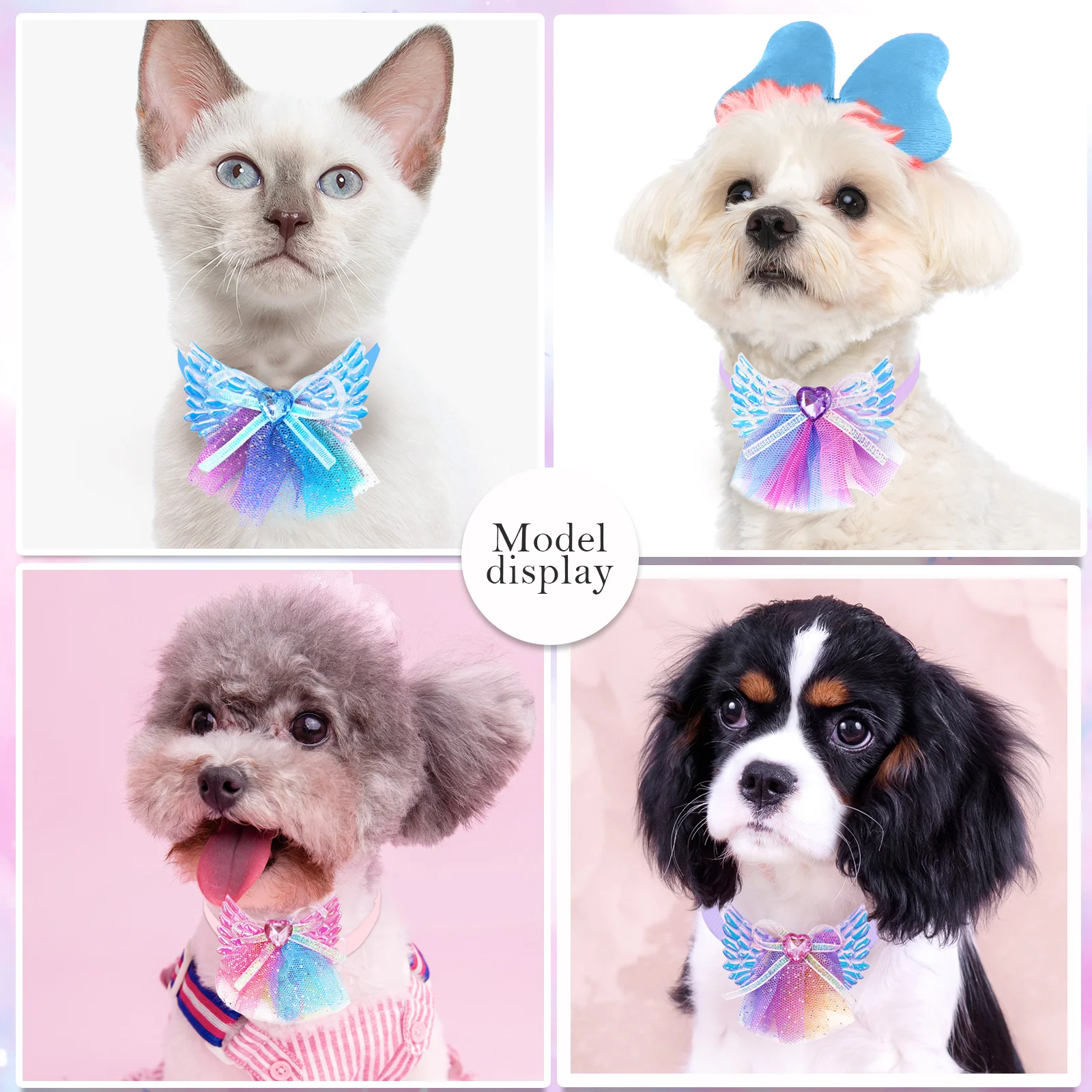 10PCS Mixed Colors Dog Bow Ties Collars Adjustable Angel Wings Pet Dog Bowties Fashion Pet Grooming Accessories For Dogs