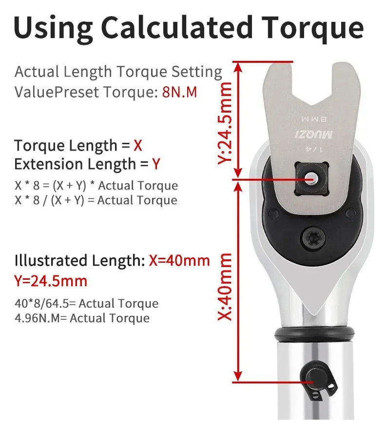 MUQZI Bike Disc Brake Cable Wrench M8 Hydraulic Brake Hose Bolt Installation Tool For 1/4" Torque Wrench