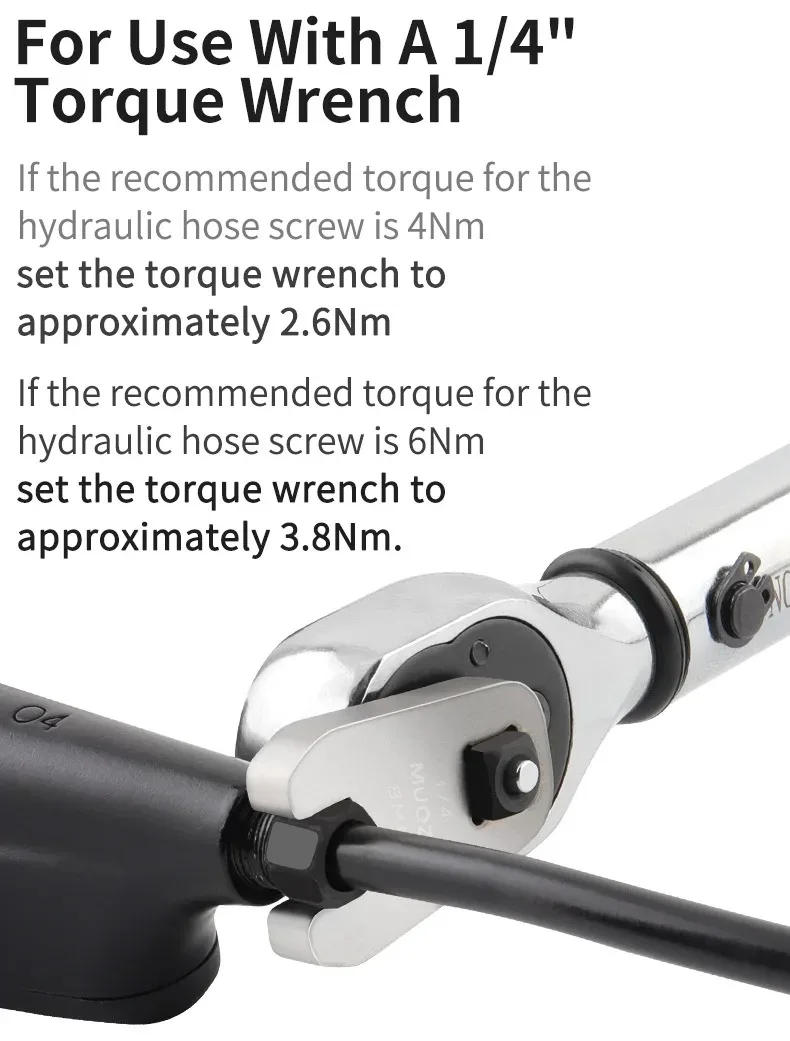 MUQZI Bike Disc Brake Cable Wrench M8 Hydraulic Brake Hose Bolt Installation Tool For 1/4" Torque Wrench