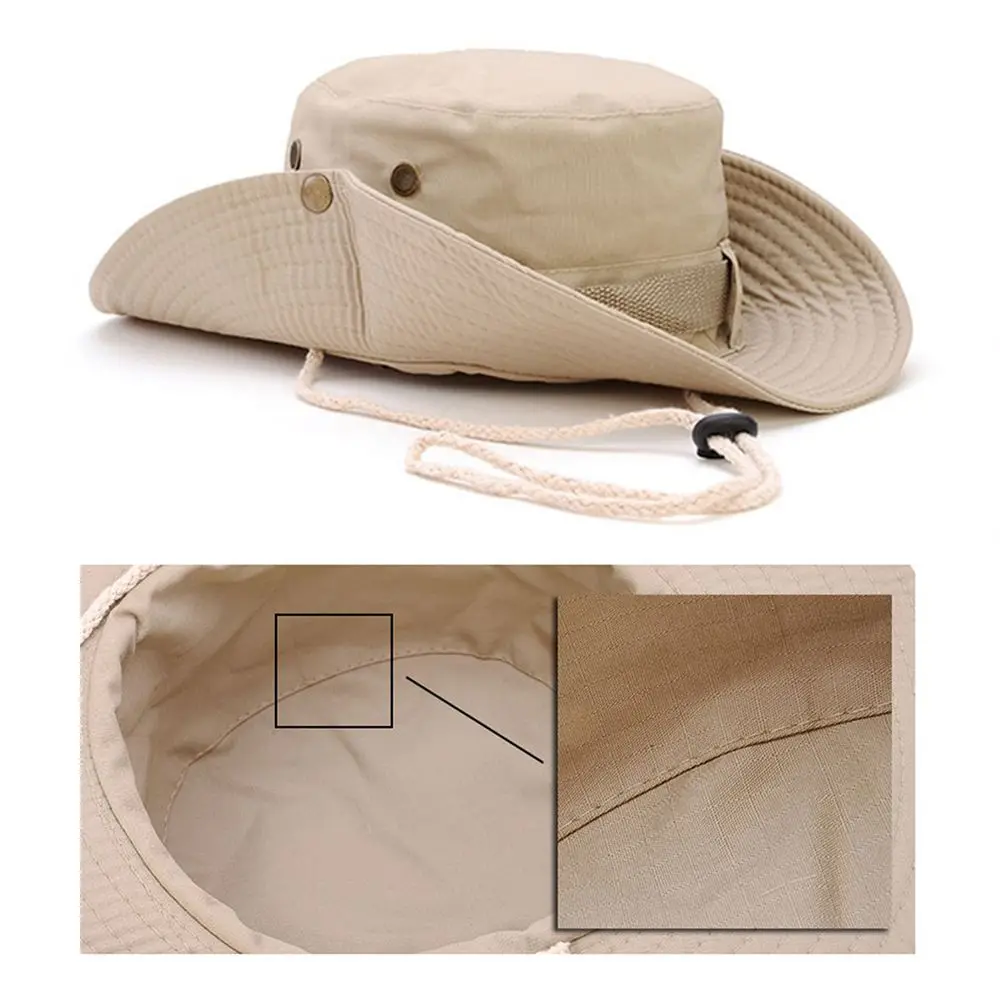 Unisex Sun Hat for Outdoor Fishing Hiking Hunting UV Protection Breathable Foldable Adjustable Chin Strap Wide Brim Boonie Hat