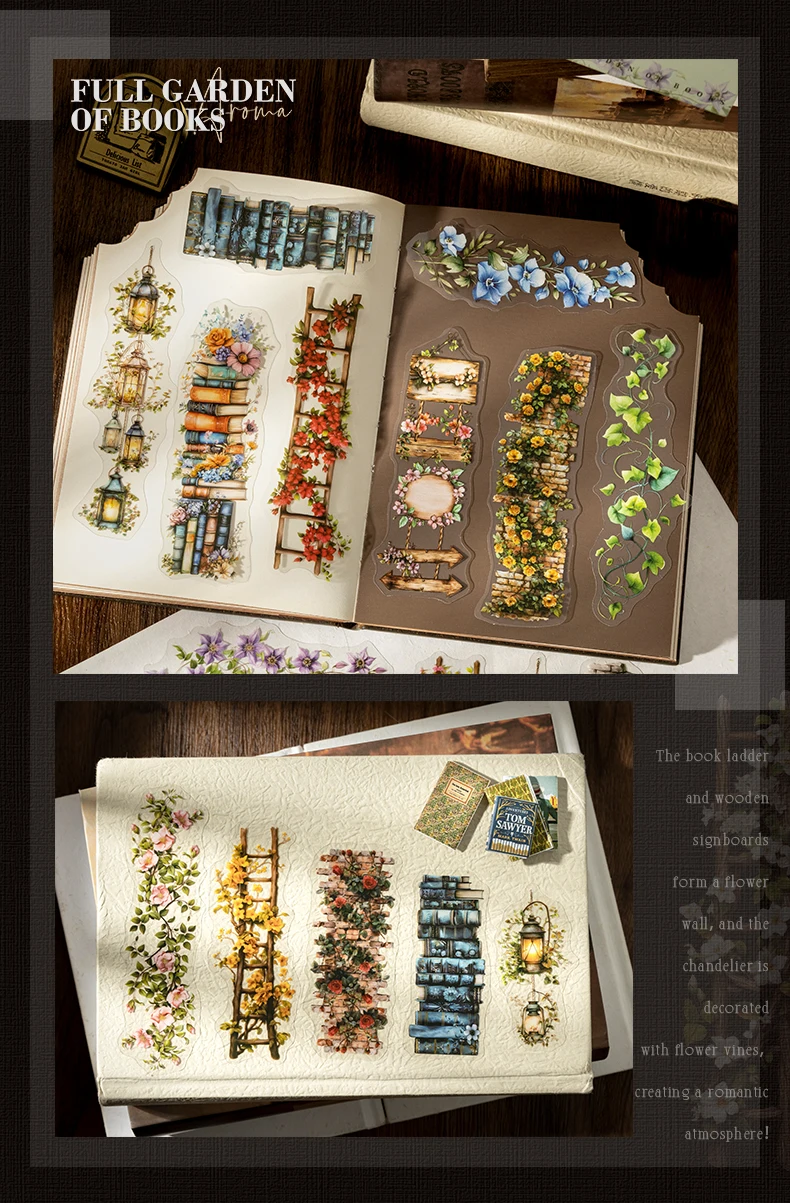 JIANQI 20 pcs Vintage Long strip Stickers pack Decorative Scrapbooking Diary Album hand made junk journal supplies