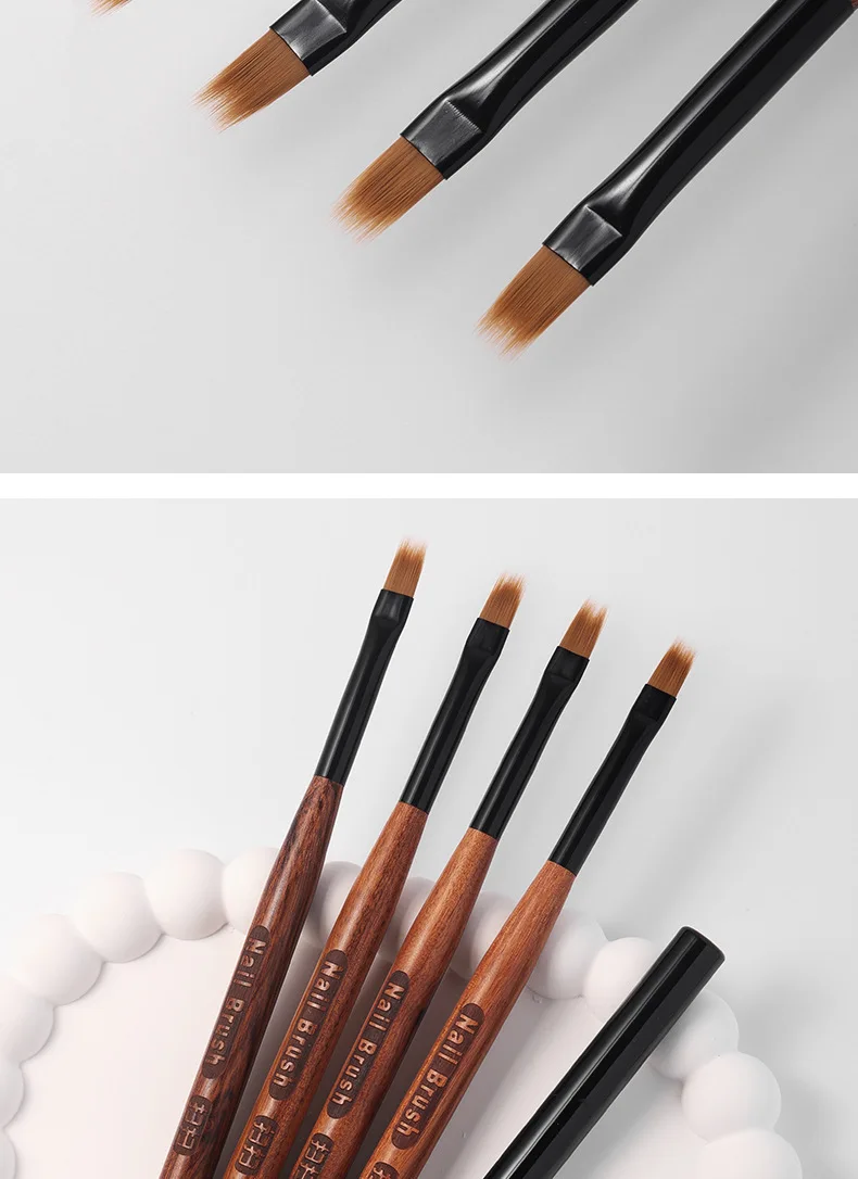 Wooden Gradient Nail Art Brush Acrylic Nail Ombre Pen DIY UV Gel Brushes Drawing Flowers Nails Brush Manicure Tools for Salon