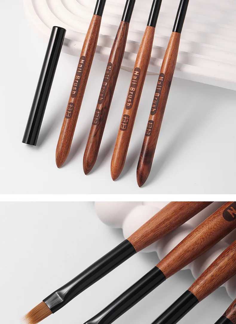 Wooden Gradient Nail Art Brush Acrylic Nail Ombre Pen DIY UV Gel Brushes Drawing Flowers Nails Brush Manicure Tools for Salon