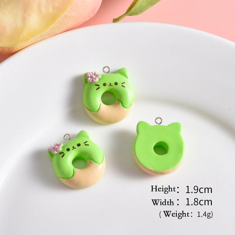 10Pcs Cute Pink Flowers Cake Donut Series Resin Charms Cherry Blossom Earring Keychain Pendants for Jewelry Making DIY Accessory