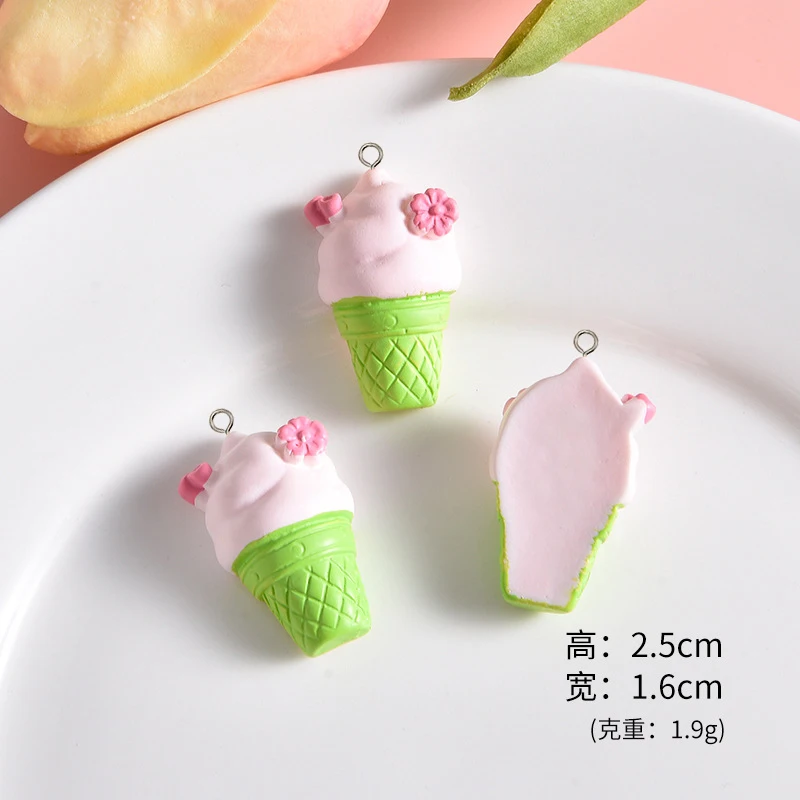 10Pcs Cute Pink Flowers Cake Donut Series Resin Charms Cherry Blossom Earring Keychain Pendants for Jewelry Making DIY Accessory