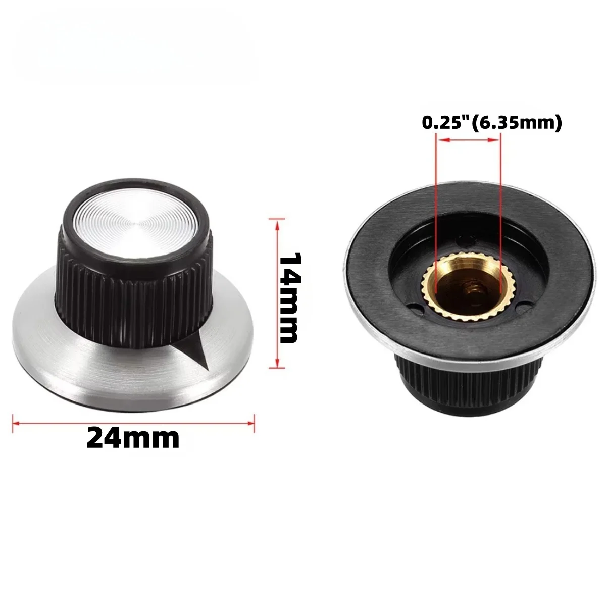 Miwayer 5/10/20 PCS Guitar Effect Pedal Knob Chrome Top Arrow Indication Knob/6.35MM Shaft/Compatible with Electric Guitar Bass