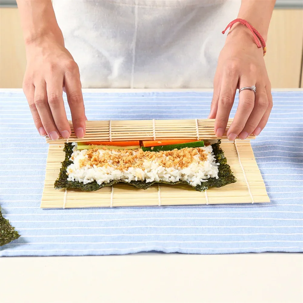 Exquisite Bamboo Sushi Mat with White Finish Seaweed Rice Roll Curling Non Stick Japanese Style Kitchen Essential Sushi Making