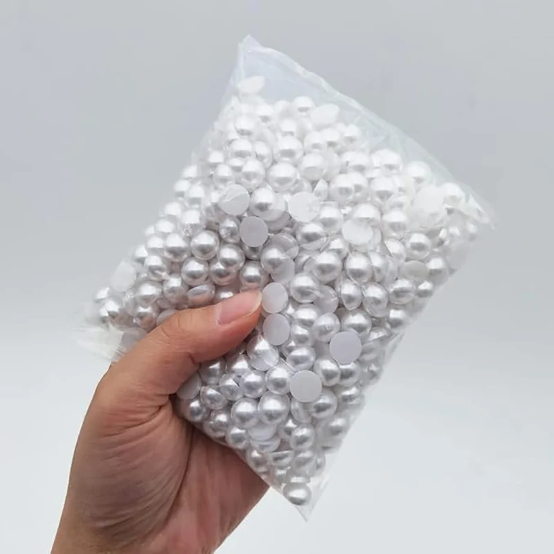 30-1000Pcs Half Flatback Imitation Pearls Beads White/Beige ABS Half Round Loose Bead For Nail Art DIY Craft Garment 2-16mm