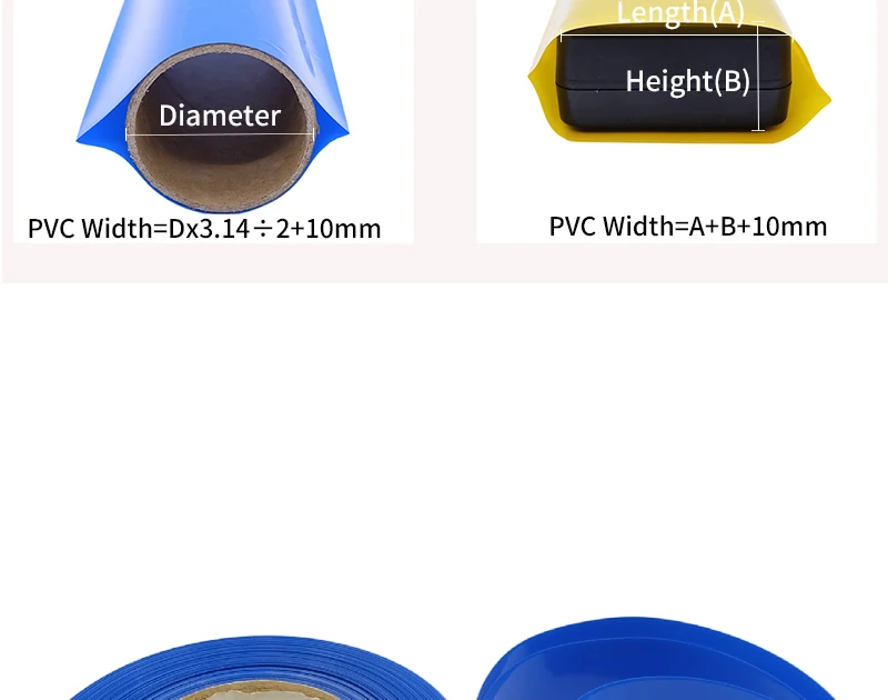 18650 Lithium Battery Heat Shrink Tube Width 17mm ~ 300mm Li-ion Wrap Cover Skin PVC Shrinkable Film Sleeves Insulation Sheath