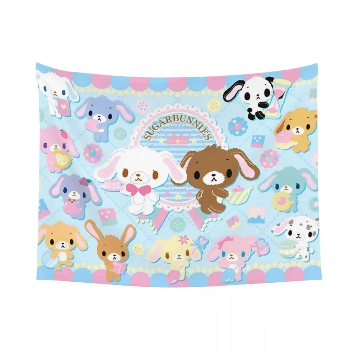 MINISO Cartoon Kawaii Sugarbunnies Anime Printed Tapestry Hippie Decoration Bedroom Home Decoration