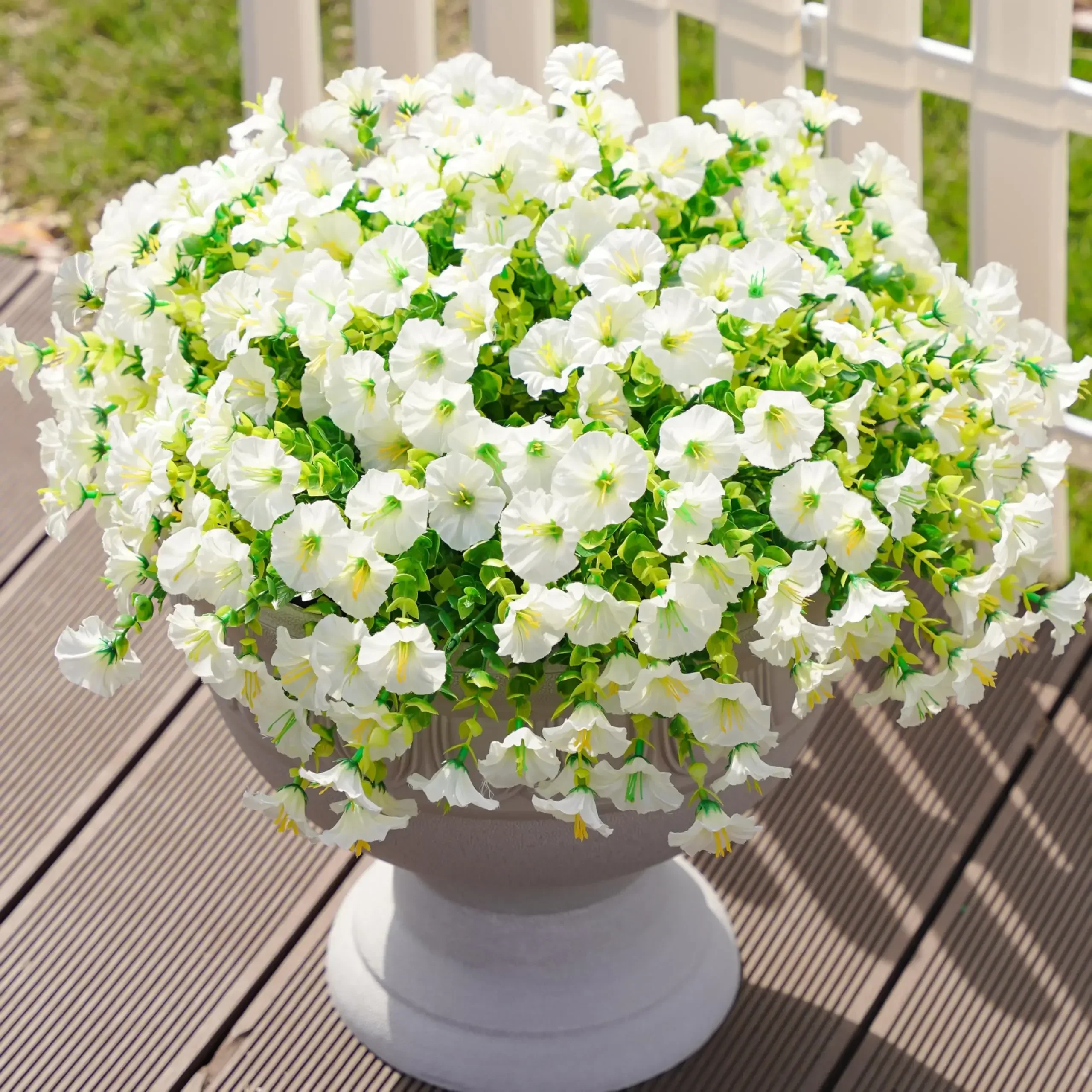4/12Pcs Artificial Flowers Fake Silk Morning Glory Flower Eucalyptus Plants UV Resistant Garden Summer House Outdoor Decoration