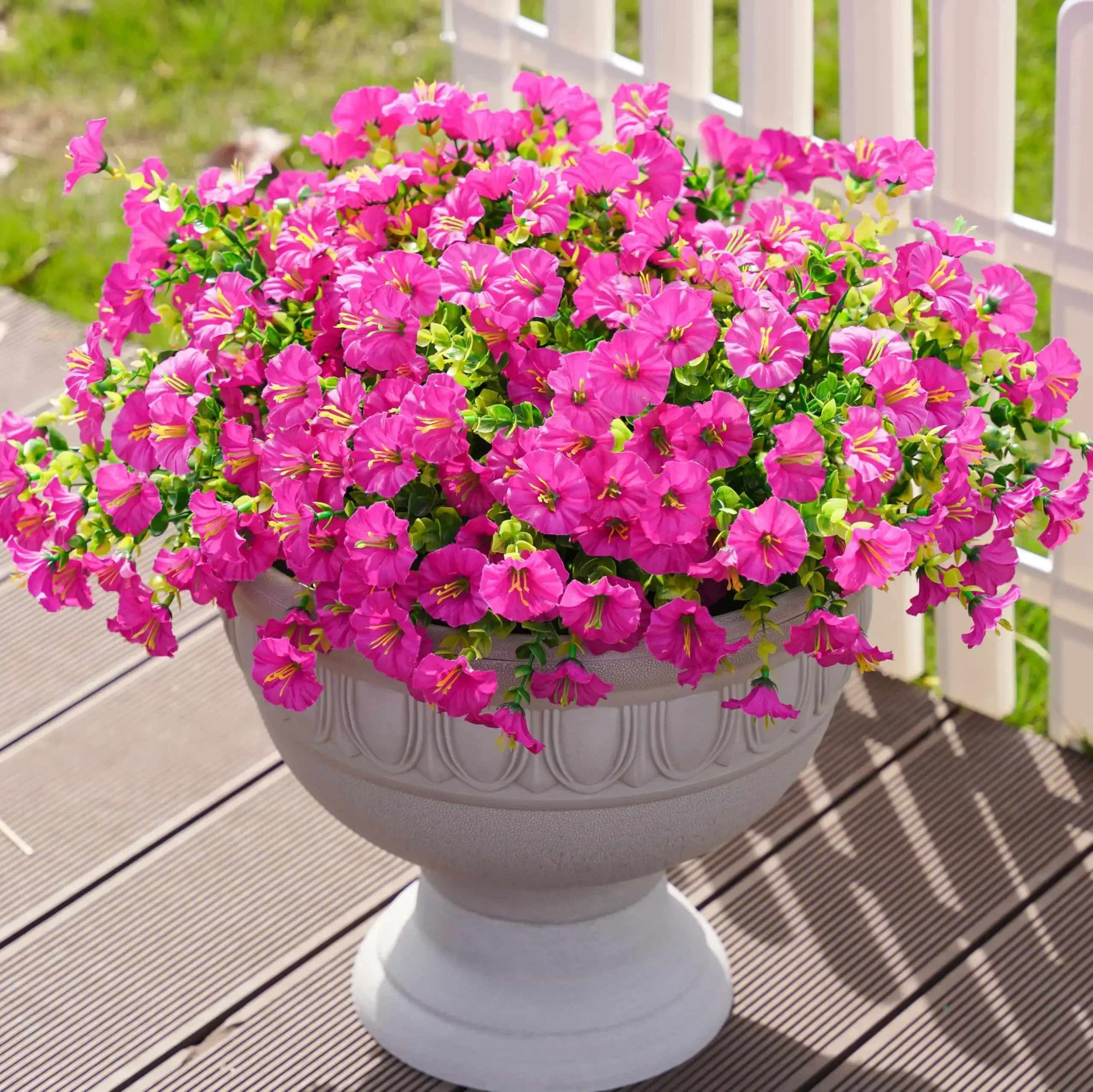 4/12Pcs Artificial Flowers Fake Silk Morning Glory Flower Eucalyptus Plants UV Resistant Garden Summer House Outdoor Decoration