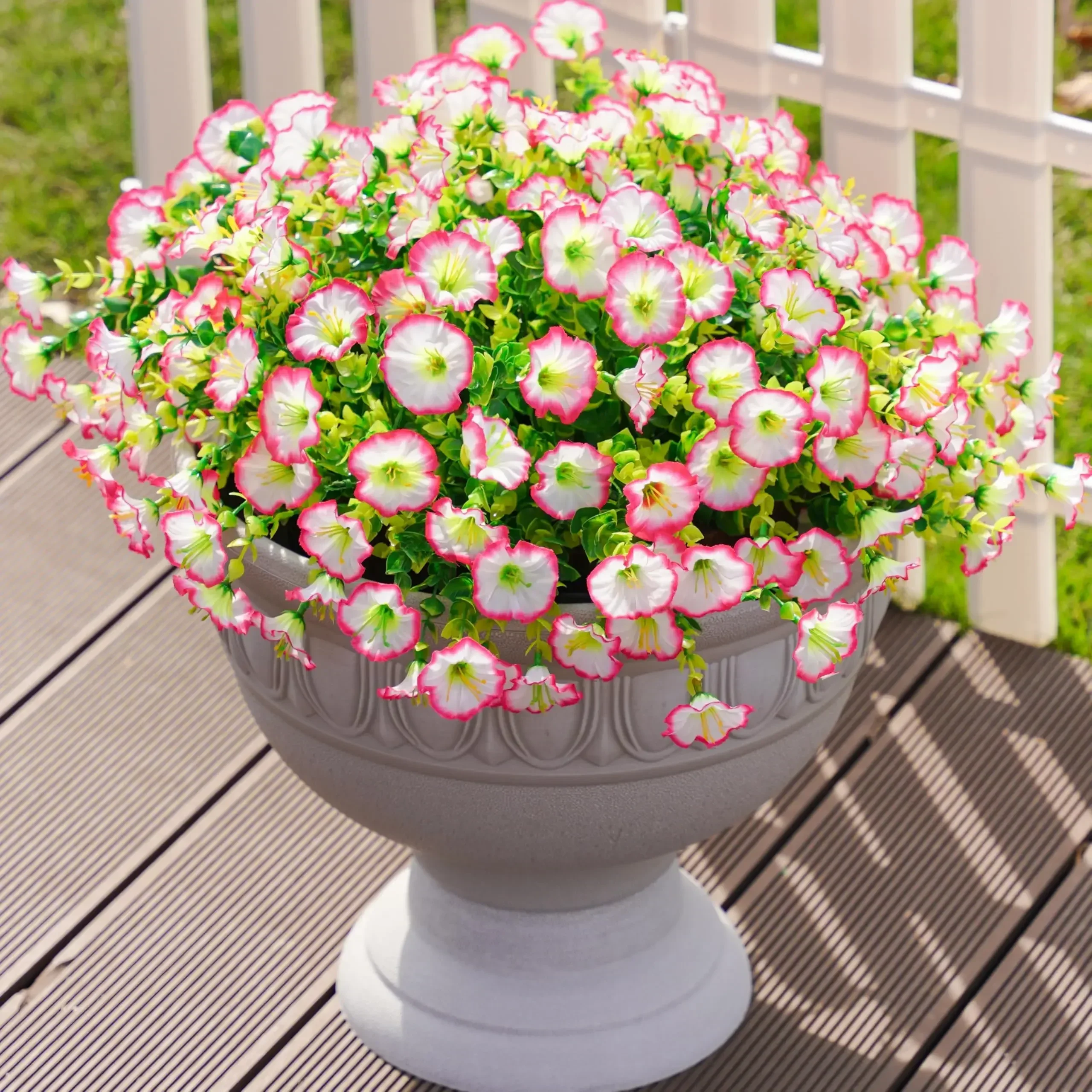 4/12Pcs Artificial Flowers Fake Silk Morning Glory Flower Eucalyptus Plants UV Resistant Garden Summer House Outdoor Decoration