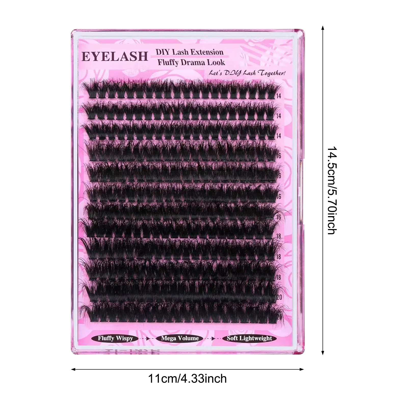14-20mm Fluffy cluster Lash extenstions Natural Matte Black Professional false eyelashes 200D DIY manga Lashes supplies makeup