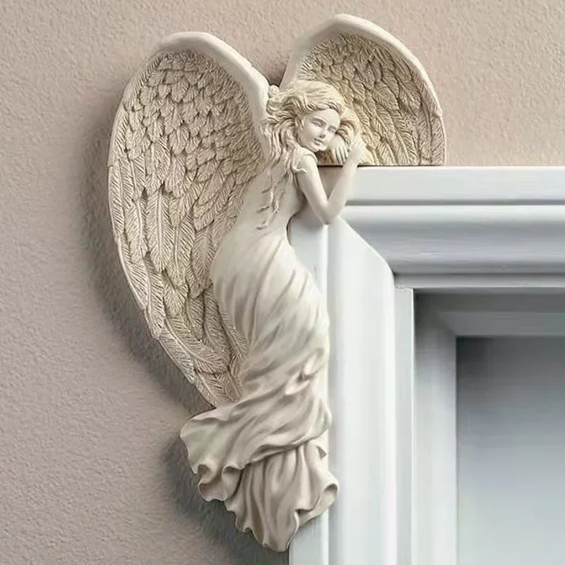 Angel Wings Resin Craft Door Frame Ornament Angel Winged Goddess Pendant Garden Door Decoration Home Gifts Left Right Wings