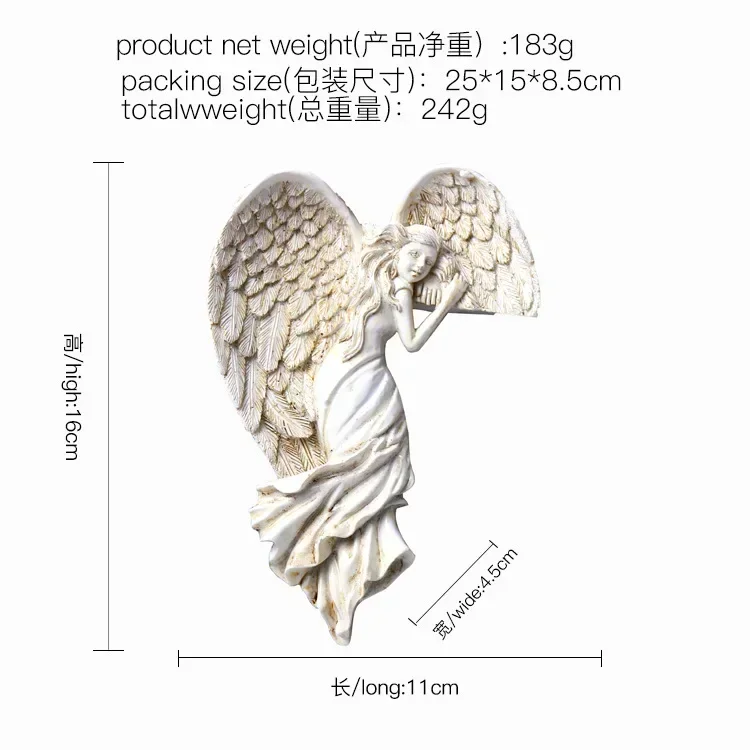 Angel Wings Resin Craft Door Frame Ornament Angel Winged Goddess Pendant Garden Door Decoration Home Gifts Left Right Wings