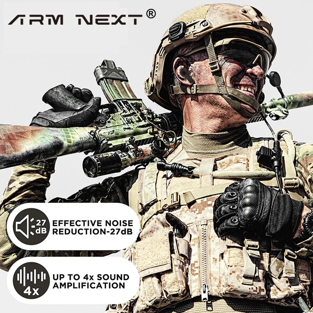 ARM NEXT Tactical Earphone Earplugs for Noise-canceling Ear Caps for Shooting Hearing Protection NRR27dB