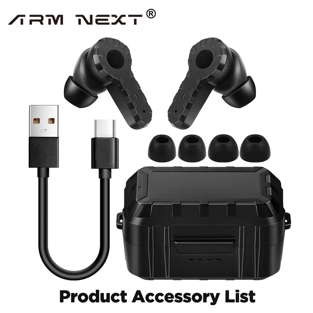 ARM NEXT Tactical Earphone Earplugs for Noise-canceling Ear Caps for Shooting Hearing Protection NRR27dB