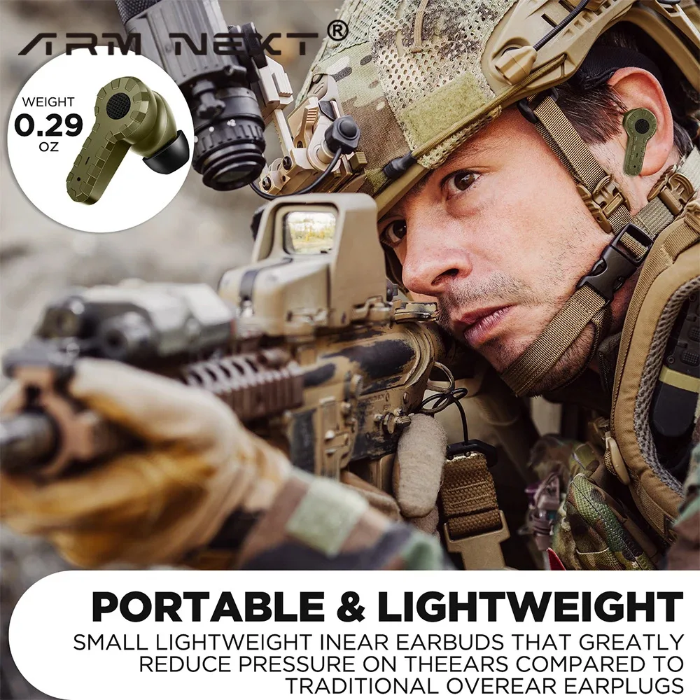 ARM NEXT Tactical Earphone Earplugs for Noise-canceling Ear Caps for Shooting Hearing Protection NRR27dB