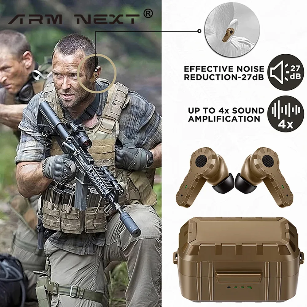 ARM NEXT Tactical Earphone Earplugs for Noise-canceling Ear Caps for Shooting Hearing Protection NRR27dB